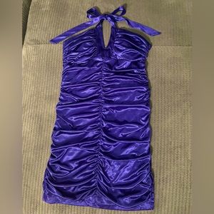 Jodi Kristopher satin, dark purple, short cocktail party dress